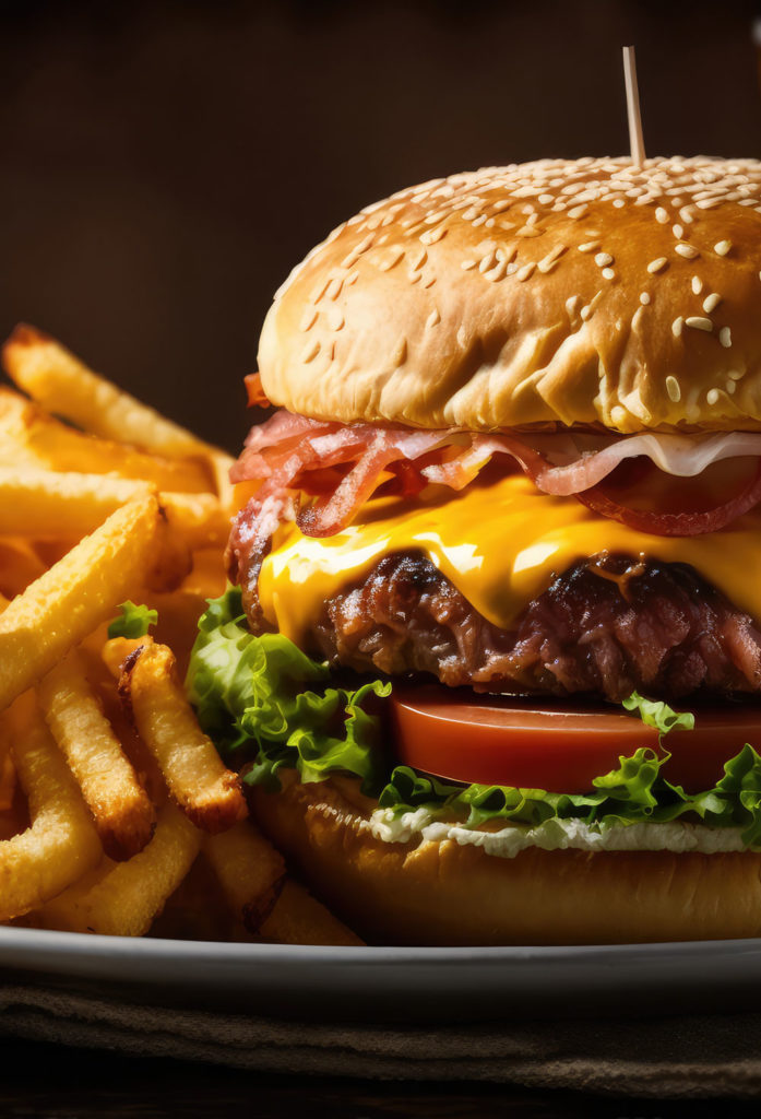 Cheese Burger and French Fries